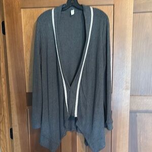 Gray Open-Front Women's Cardigan